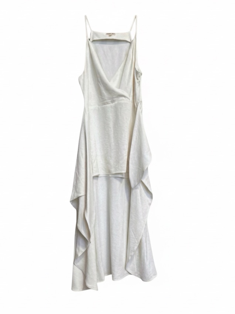 Malibu Bum Ivory/White Draped Maxi Dress | Asymmetrical Layered Resort | Large